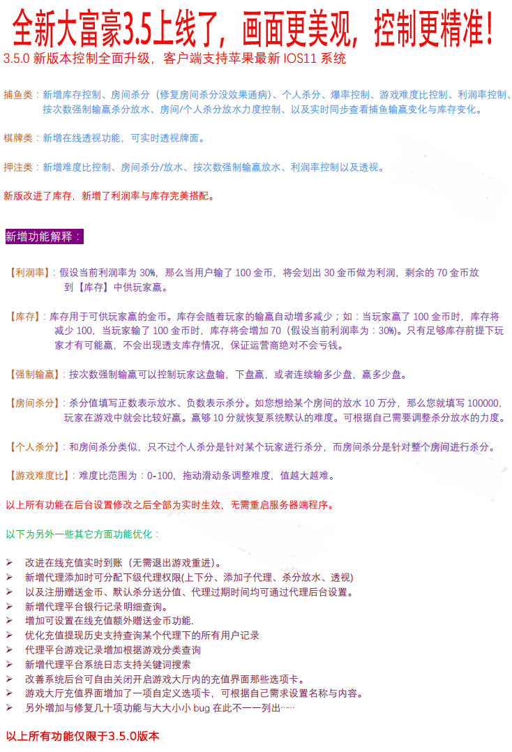 全新UGS大富豪棋牌游戏3.5版本 天马电玩城 乐在棋中 3端完整/带大富豪3.5授权系统