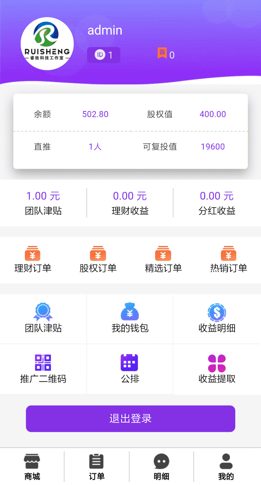 最新尊享富贵理财系统源码 股权直销公排商城 - 九牛源码网