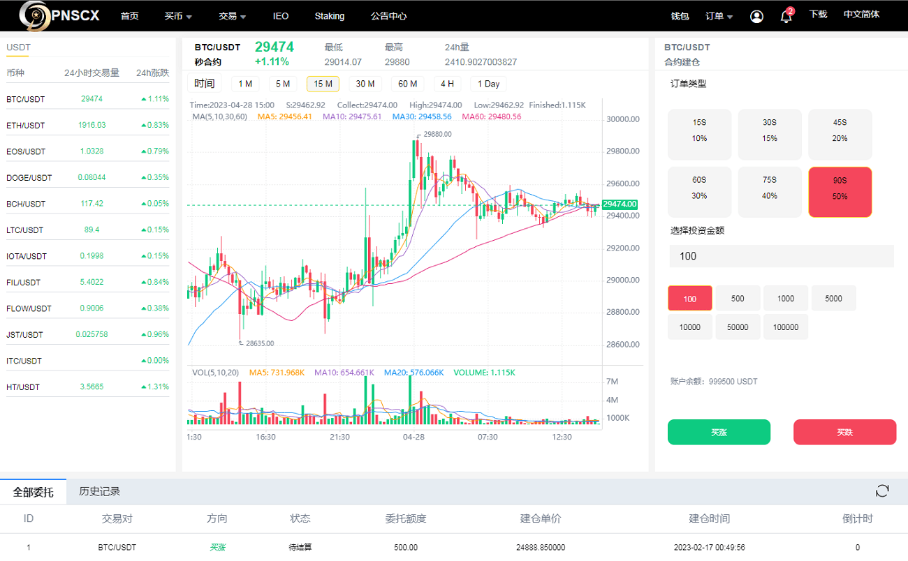 全开源代码白色UI界面虚拟币交易所系统源码,USDT/BTC加密货币交易所平台,虚拟币微交易币币合约交易 - 九牛源码网