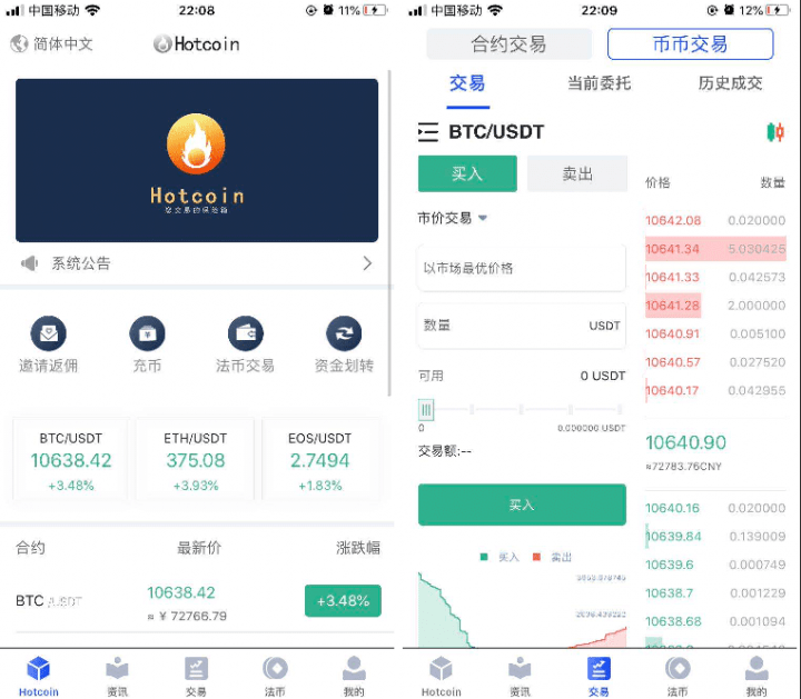 原生虚拟币合约交易所完整源码 币币+OTC承兑商+永续合约 行情K线交易对接火币网数据，安卓+IOS客户端源码 - 九牛源码网