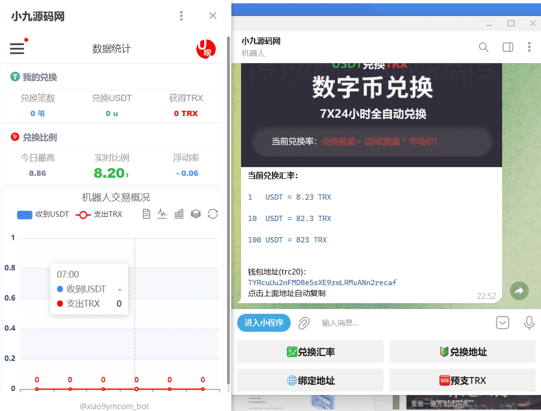 TG自动TRX兑换/TG机器人源码/小程序/带视频搭建教程 - 九牛源码网