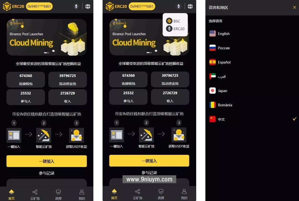 BSC质押源码带授权合约代码+矿池系统+7国语言+质押DEFI+DAPP - 九牛源码网