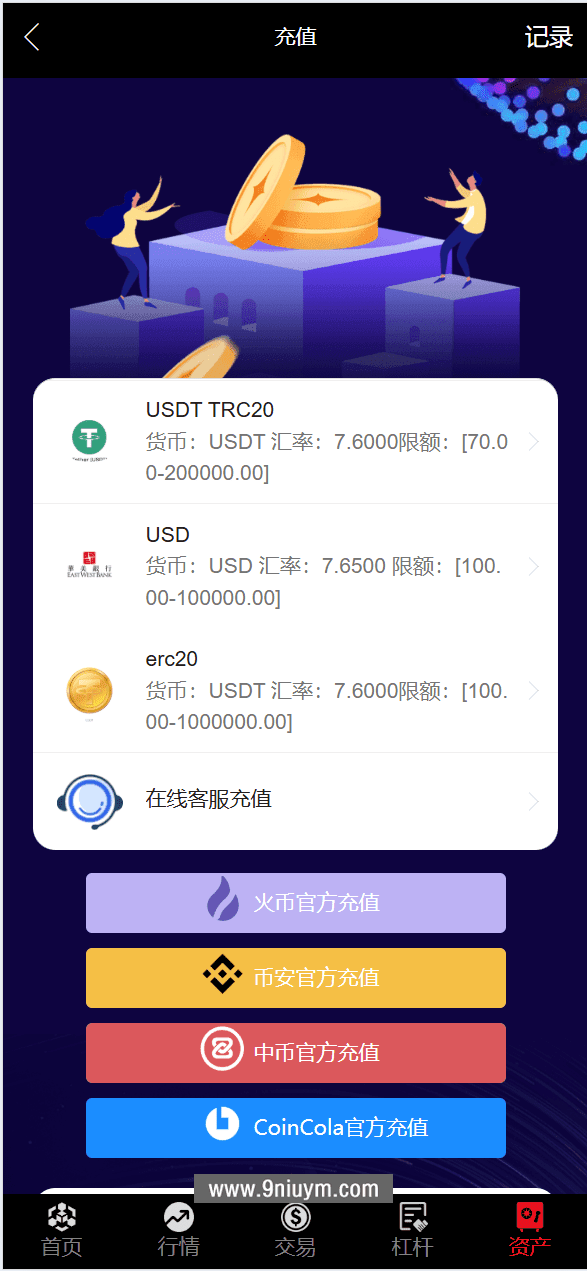 五语言微盘理财外汇投资源码USDT充值