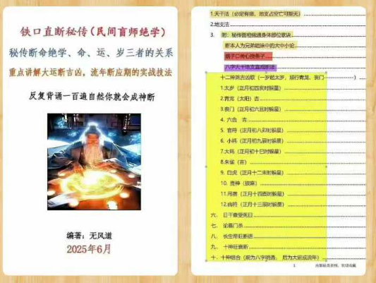 无风道-铁口直断秘传《秘传断命绝学、命、运、岁三者的关系》261页