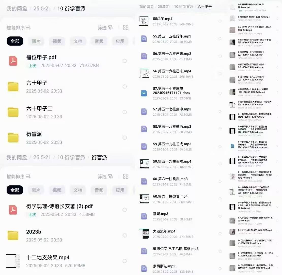 衍学盲派，包括六十甲子+错位甲子（文档）+课程视频