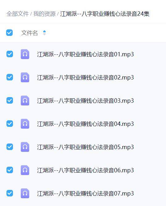 江湖派--八字职业赚钱心法录音24集