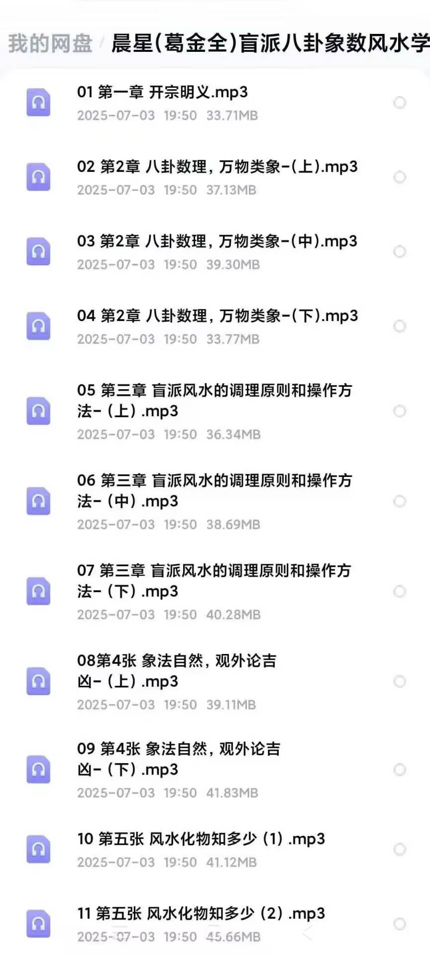 晨星《盲派八卦象数风水学》音频课29节