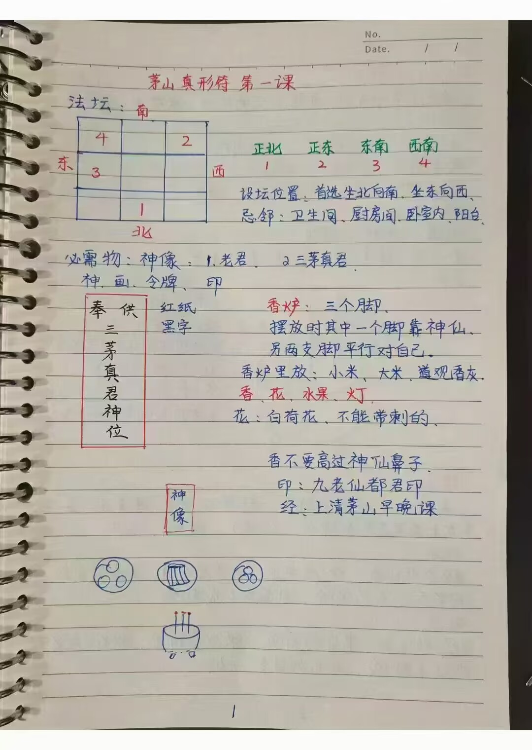 高清彩版手抄本《茅山真形符培训笔记》