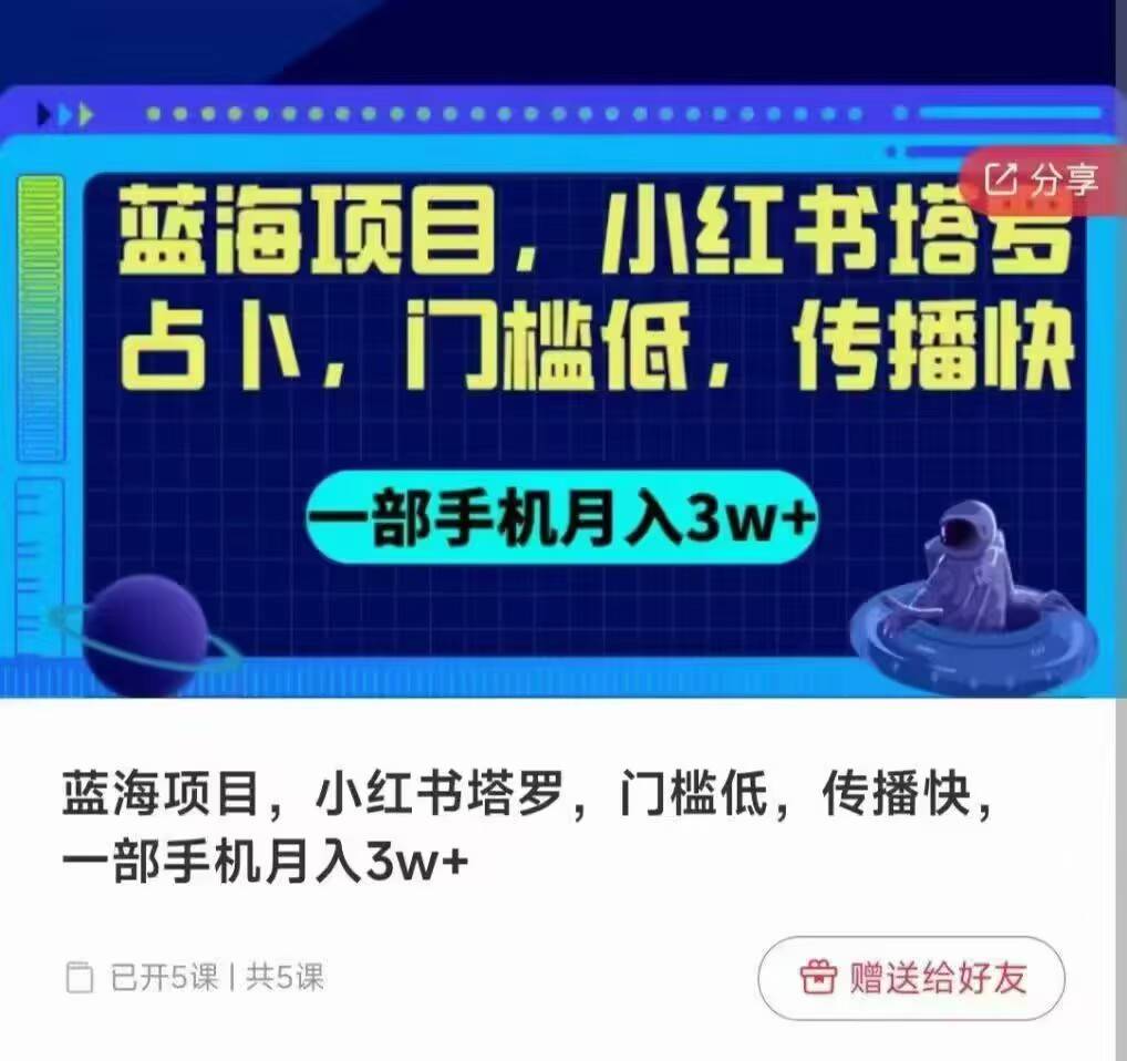 蓝海项目，小红书塔罗，门槛低，传播快，一部手机月入3w+