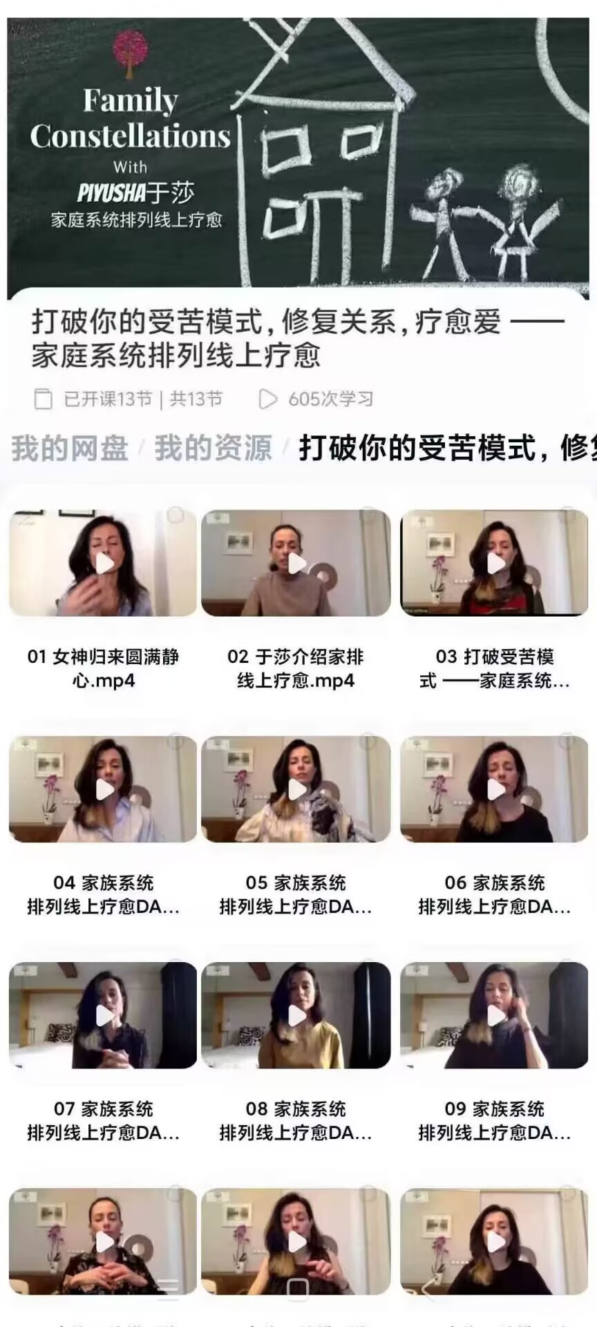 【家排】打破你的受苦模式,修复关系,疗愈爱家庭系统排列线上疗愈13集视频课