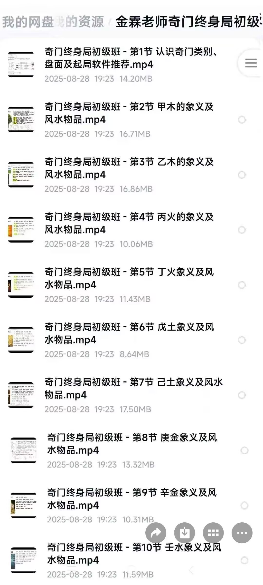 金霖老师《奇门终身局初级班》教学视频68集