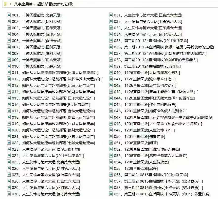 贺侨莉老师《八字应用篇~ 超前部署》教学视频138集