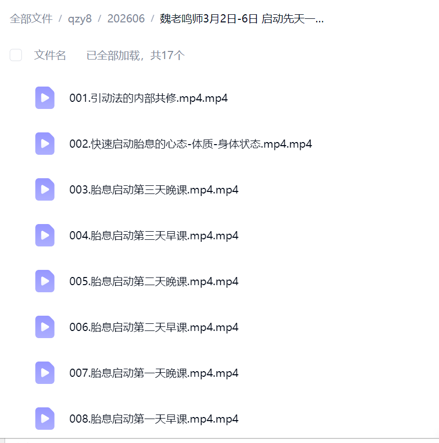魏老‬师 启先动‬天一炁：胎息生养‬功 17集视频