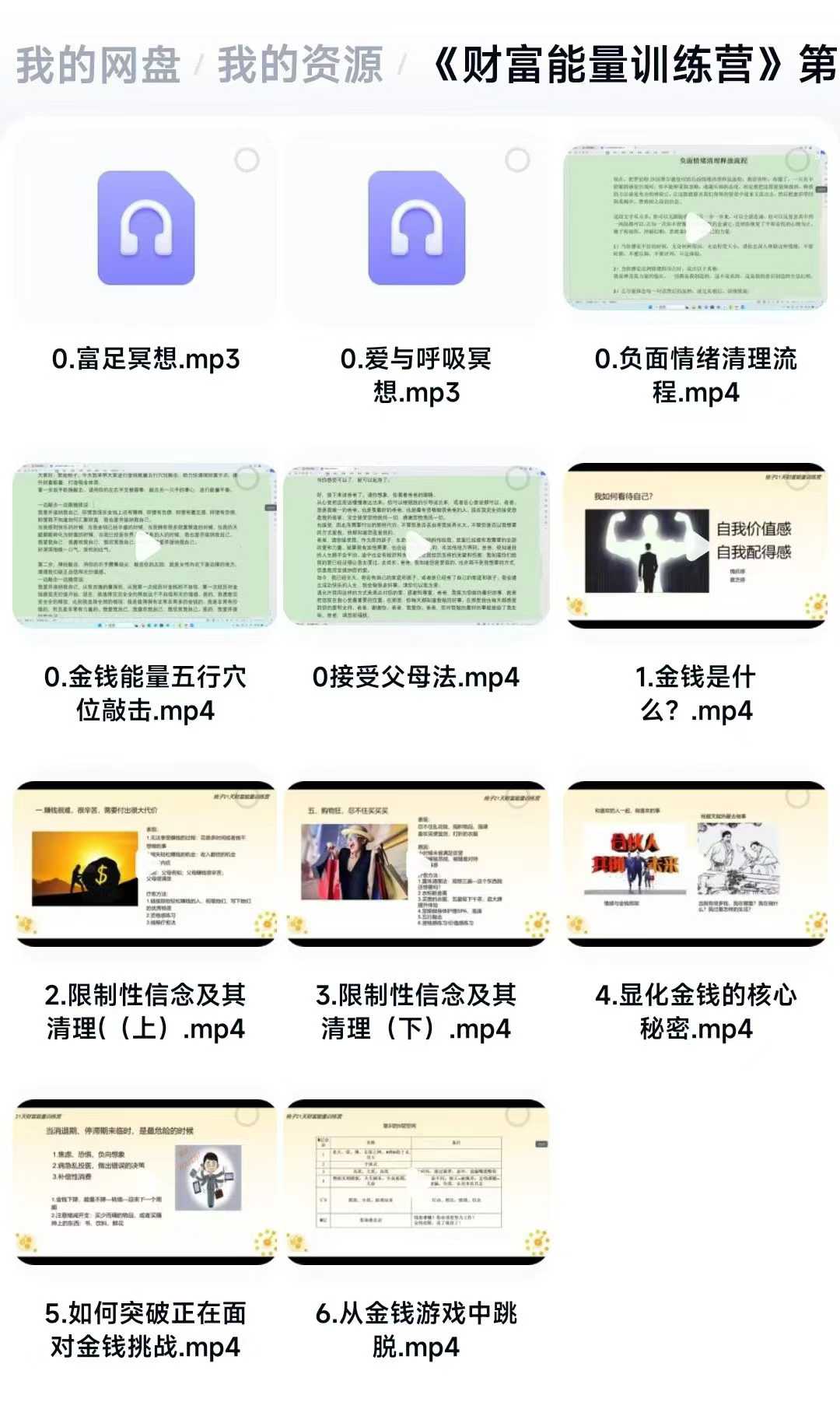 【金钱显化】财富能量训练营 第二期视频音频课合集