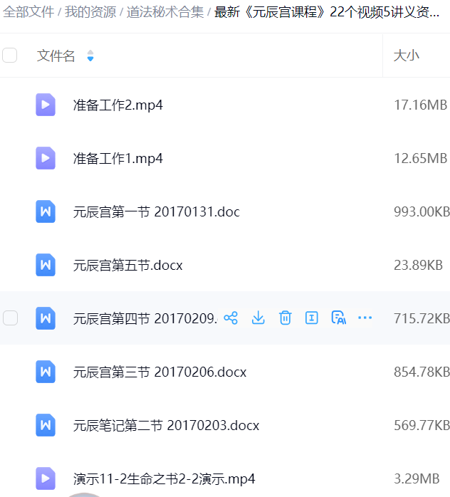 《元辰宫课程》22个视频5讲义资料等多个文件