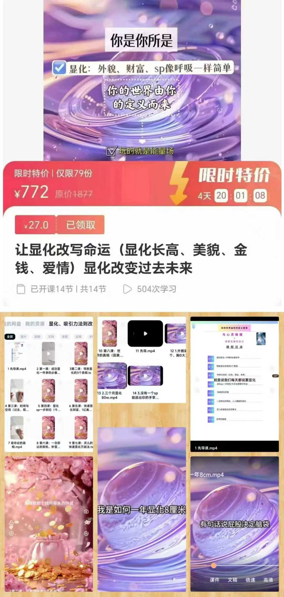 《让显化改写命运(显化长高、美貌、金钱、爱情) 显化改变过去未来》 14 集视频课