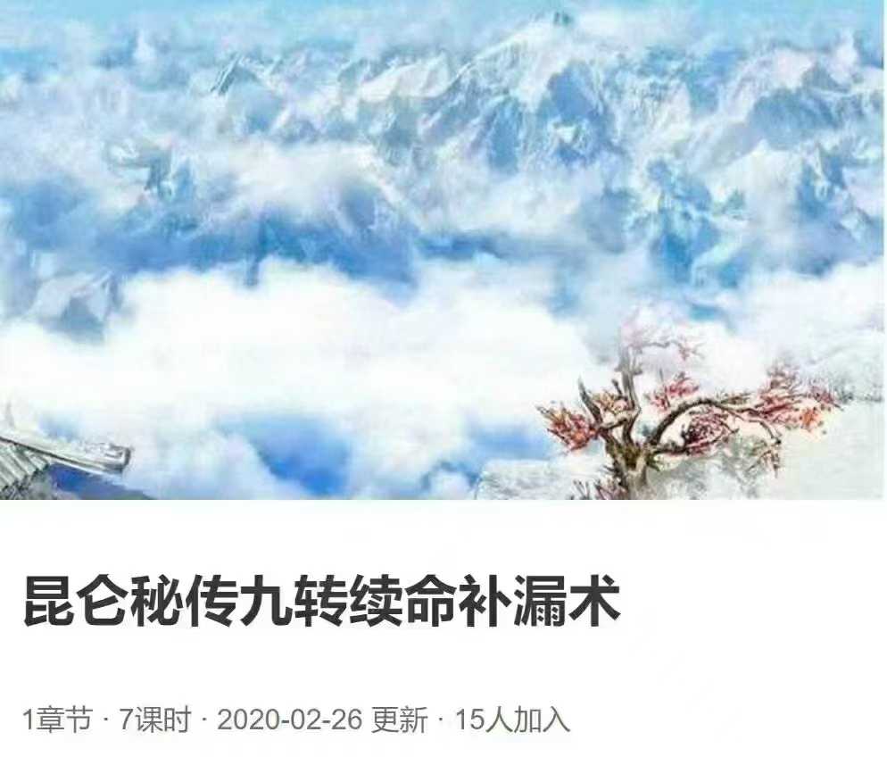 丹道好课 昆仑秘传九转续命补漏术 全7讲