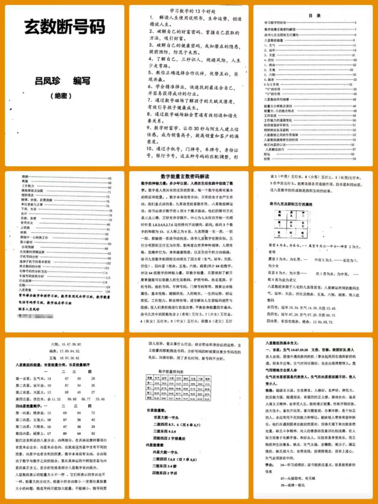 插图1–吕凤珍《玄数断号码》打印版134页–91国学网