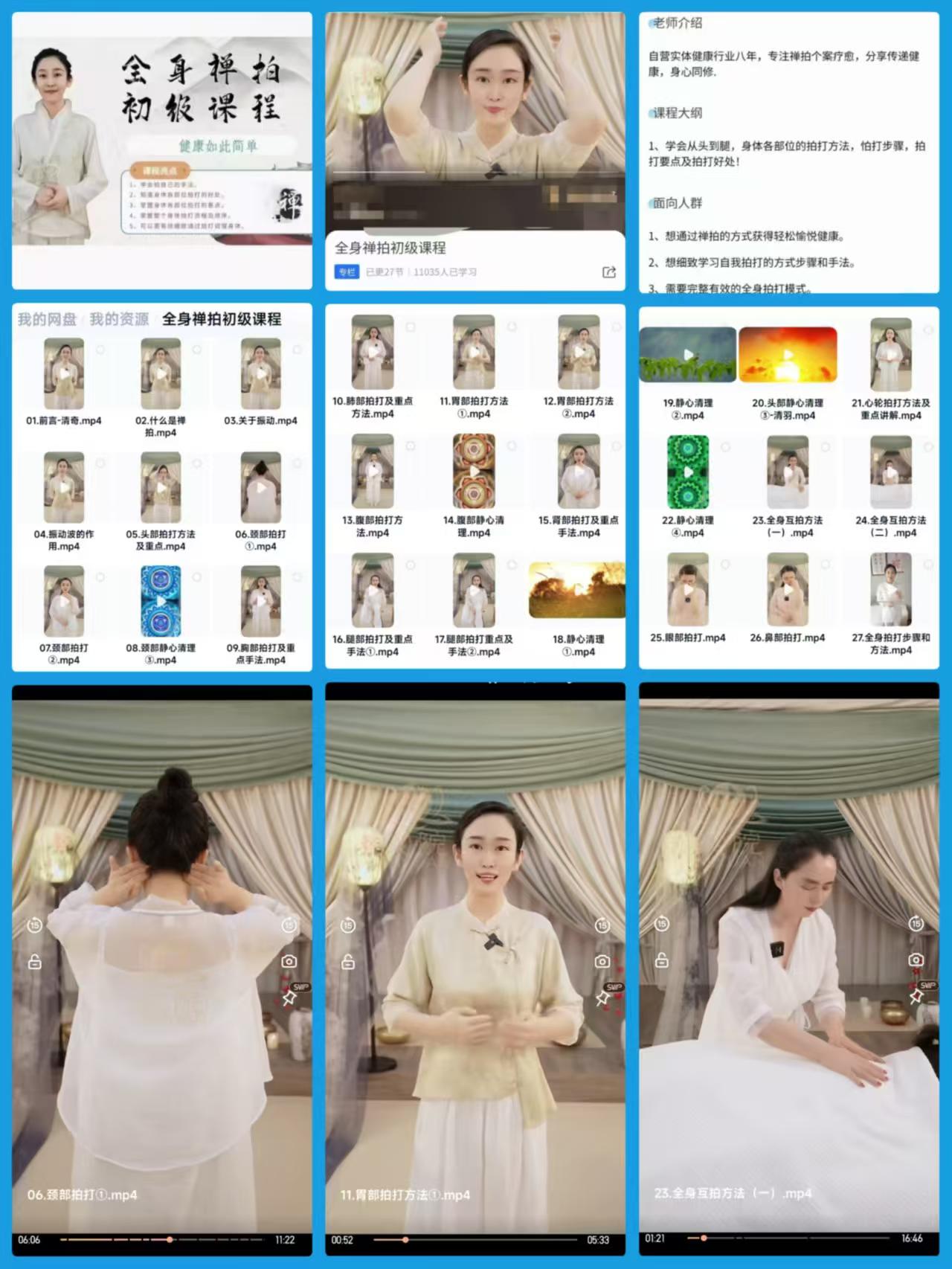 【禅拍课程】全身禅拍初级课程27集视频课