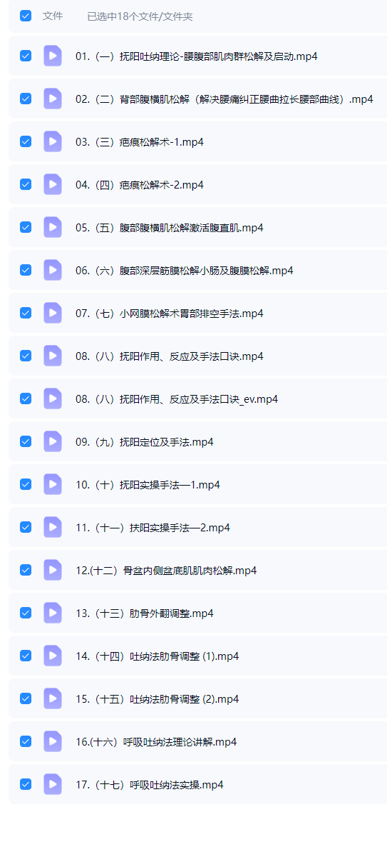 抚阳吐纳术专家班(线上课)17集