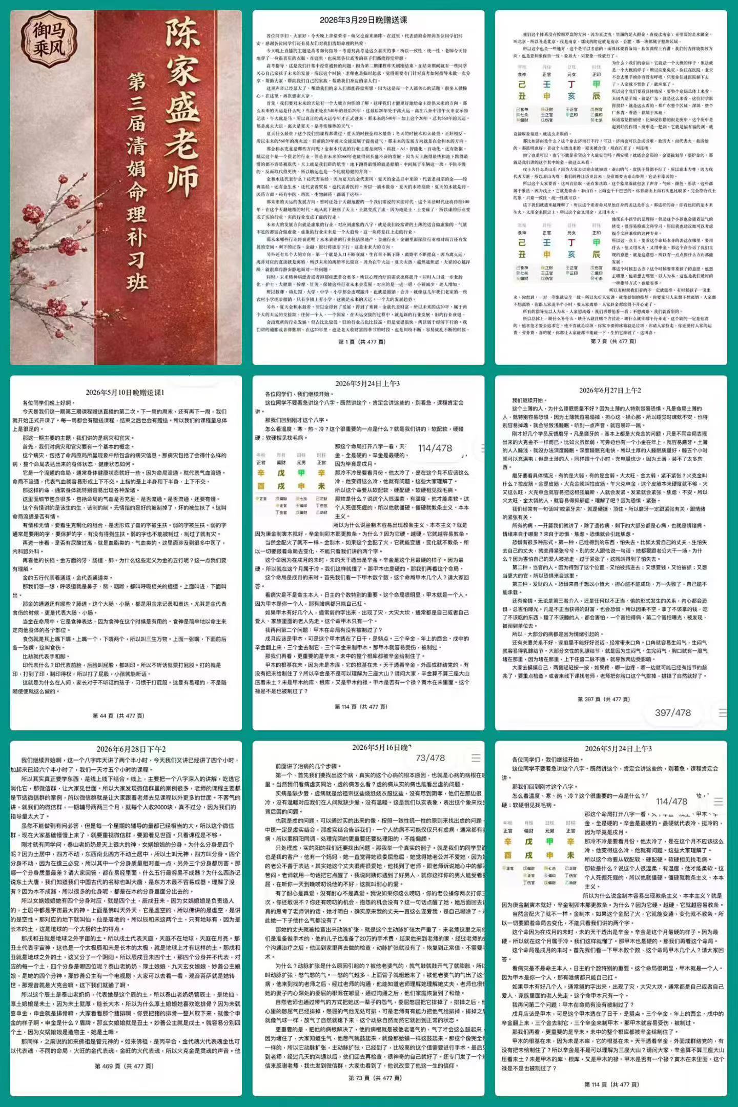 盲派绝技陈家盛老师-第三届盲派补习班线上课｜全套477页